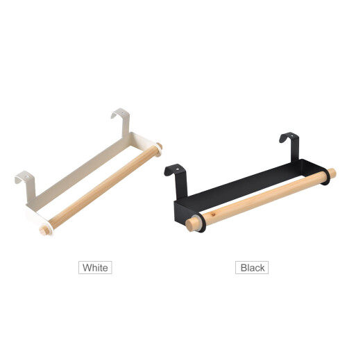 Wood Bath Towel Rack Rustproof Iron Door Shelf 1
