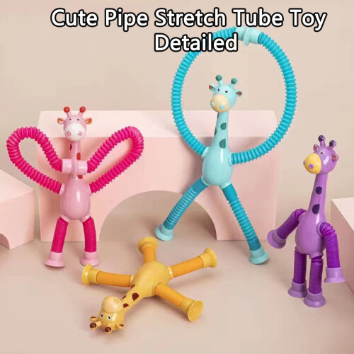 Giraffe speelgoed met zuignap en uitschuifbare buis, blauw 2