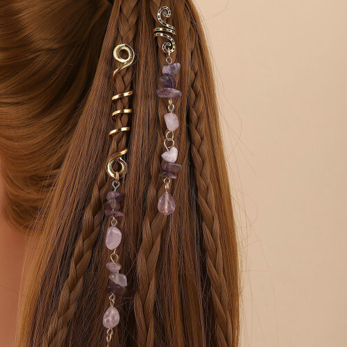 Κοσμήματα με χάντρες Dreadlock Vintage Alloy Σκούρο μωβ 2