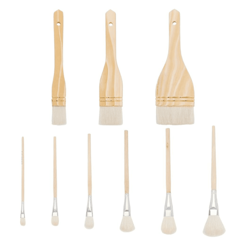 Ceramic brushes set pottery glaze 9 pieces wood handle