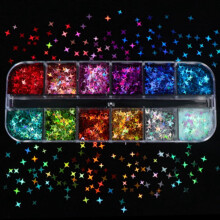 Stars Shape Fluorescent Sequins 12 Grids per Box