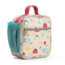 Itzy Ritzy Kinder Lunchbox - Isolierte Tasche mit Wasserflaschenhalter und 2 Fächern - Langlebig, leicht zu reinigen (Farm)