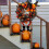 Halloween wreath with witch hat and legs, light-up front 3