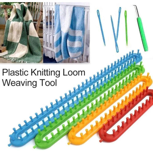 Knitting Loom Kit Plastic with Hook Needle Blue 1