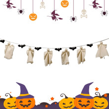 Halloween hanging garland with angel and black bat motifs