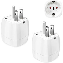 2-Piece France to US Travel Adapter, USA Plug Adapter, Canada, Mexico, Thailand Plug Adapter Type B - TOPESCT
