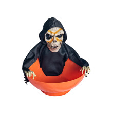 Halloween Skull Candy Bowl with Motion-Activated Skeleton