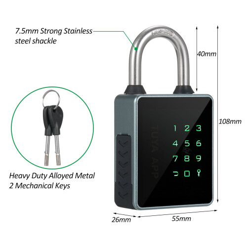 Pinnaco Smart Padlock Water-Resistant Bluetooth Keypad Lock 1