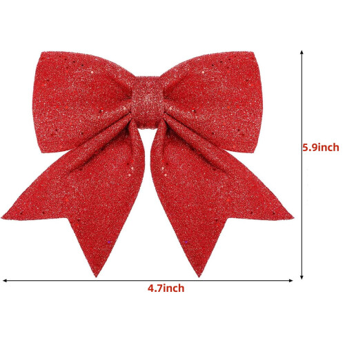 Christmas Bow Decorations Red Wreath Bows 24 Pack 2