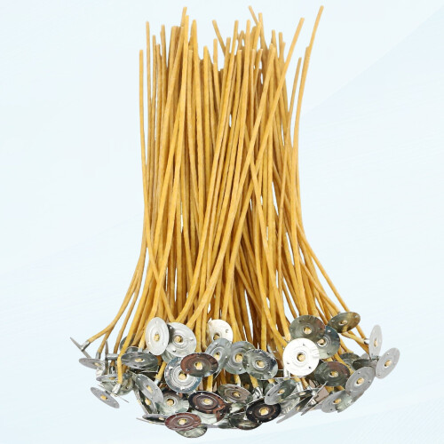 Hemp Candle Wicks Pre-Tabbed 100 pcs 6 inch 3 mm