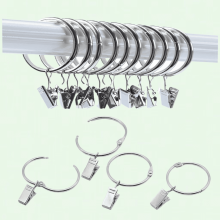 Curtain Rings with Clips Silver 1.5 Inch Inner Diameter 40