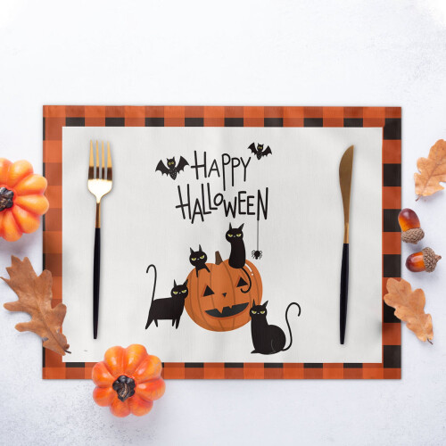 Hmsavn Halloween placemats and tablecloths linen