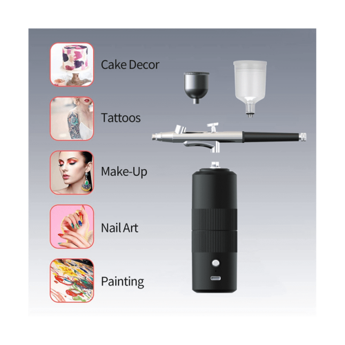 Draagbare draadloze airbrush met compressor, roze 2