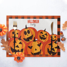 Étkező- és dohányzóasztallal kompatibilis halloweeni alátétek, hőszigetelő, digitális nyomtatású vászon terítők partidekorációhoz