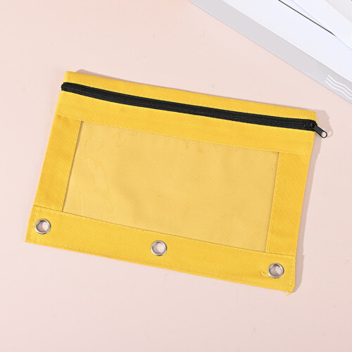 Pencil Pouch for 3-Ring Binder with Zipper and Mesh Window