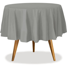 Silver Disposable Plastic Tablecloth 84 in Round 36 Pack