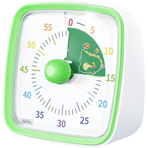 Visual Timer with Night Light Green 60-Min Silent
