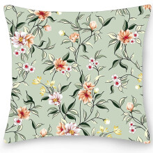 Cotton Linen Pillow Case Floral Print Double-Sided