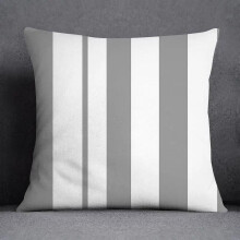 Cotton Linen Pillow Case Gray with White Flower Pattern