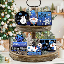 Christmas wooden snack tray layered desktop decoration