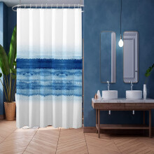 Shower Curtain Blue White Modern Art 36x72 Inch