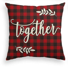 Red Plaid Linen Pillowcase 60x60 cm