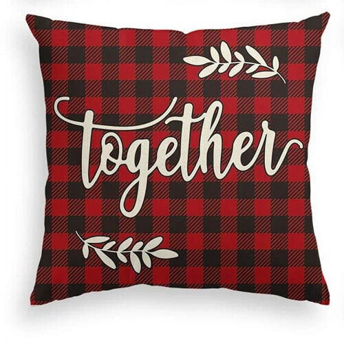 Red Plaid Linen Pillowcase 60x60 cm
