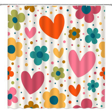 Valentine's Day shower curtain pink heart floral boho