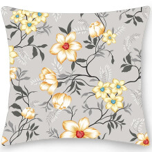 Cotton Linen Pillow Case Floral Print Double-Sided