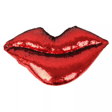Sequin Lips Pillow Stuffed Decorative Cushion 1pc