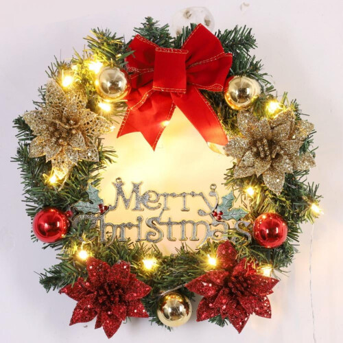 Topwoner Outdoor Lighted Wreath for Front Door