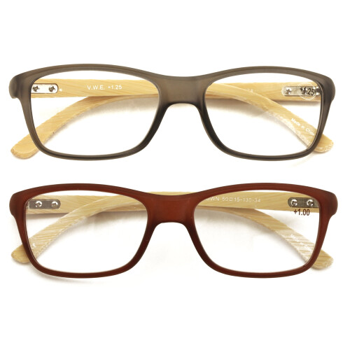 Bamboo Women Reading Glasses +1.75 2 Pairs