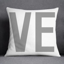 Cotton Linen Pillow Case Gray with White Floral Pattern