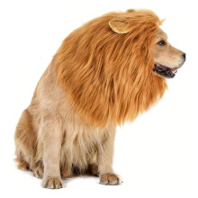 VISALY dog costume with realistic wig and ears, adjustable,