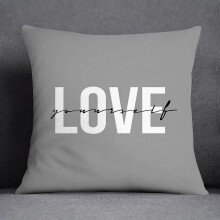 Cotton Linen Pillow Case Gray with White Floral Pattern