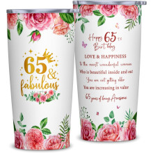 65th Birthday Tumbler 20 oz with Lid and Straw