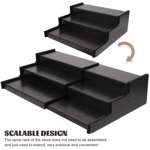 Wooden Spice Rack 3-Tier Telescopic Kitchen Shelf 1