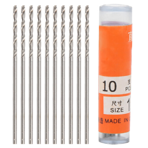 High-Speed Steel Twist Drill Bits 1.0mm 10-Pack