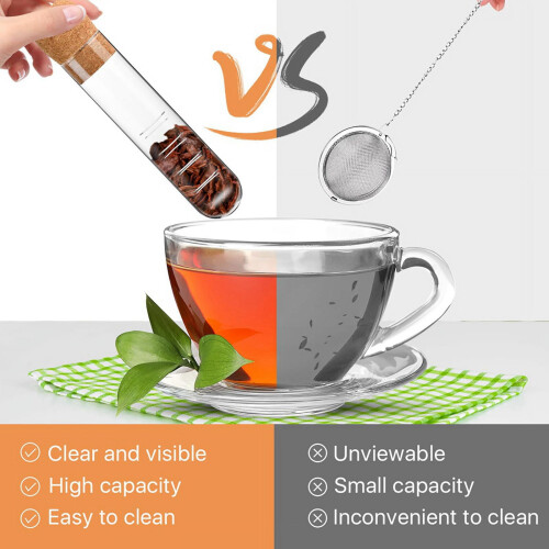 Glass Tea Infuser with Cork Lid 6 Pieces 2