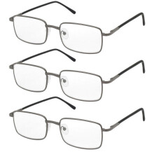 Rectangular Metal Reading Glasses +3.75 3 Pairs