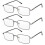 Rectangular Metal Reading Glasses +3.75 3 Pairs 1