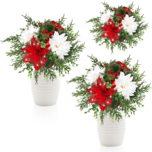 Christmas table centerpiece with poinsettias 2 pcs