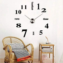 Frameless 3D Mirror Wall Clock Black 12-inch