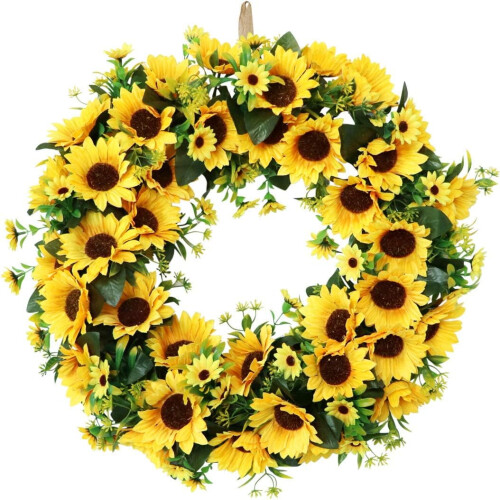 Sunflower Wreath Yellow Artificial 20 Inch
