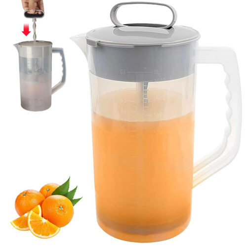 Food Storage Mixing Pitcher Clear Plastic 68 oz with Lid