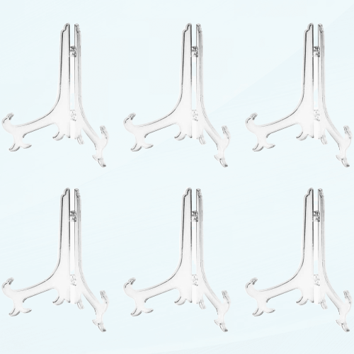 Clear Plastic Easel Stand for Pictures 8 Inch 6 Pack