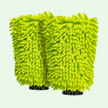 Chenille Microfiber Wash Mitt Green Scratch-Resistant 2-Pack