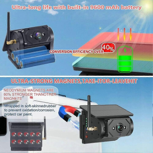 Caravan Trailer Horse Float Hitch Wireless Solar Backup Camera with WIFI APP for Android IOS Cellph 2