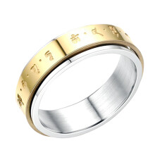 Welling Titanium Steel Rotatable Geometric Ring