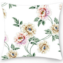 Cotton Linen Pillow Case Floral Print Double-Sided